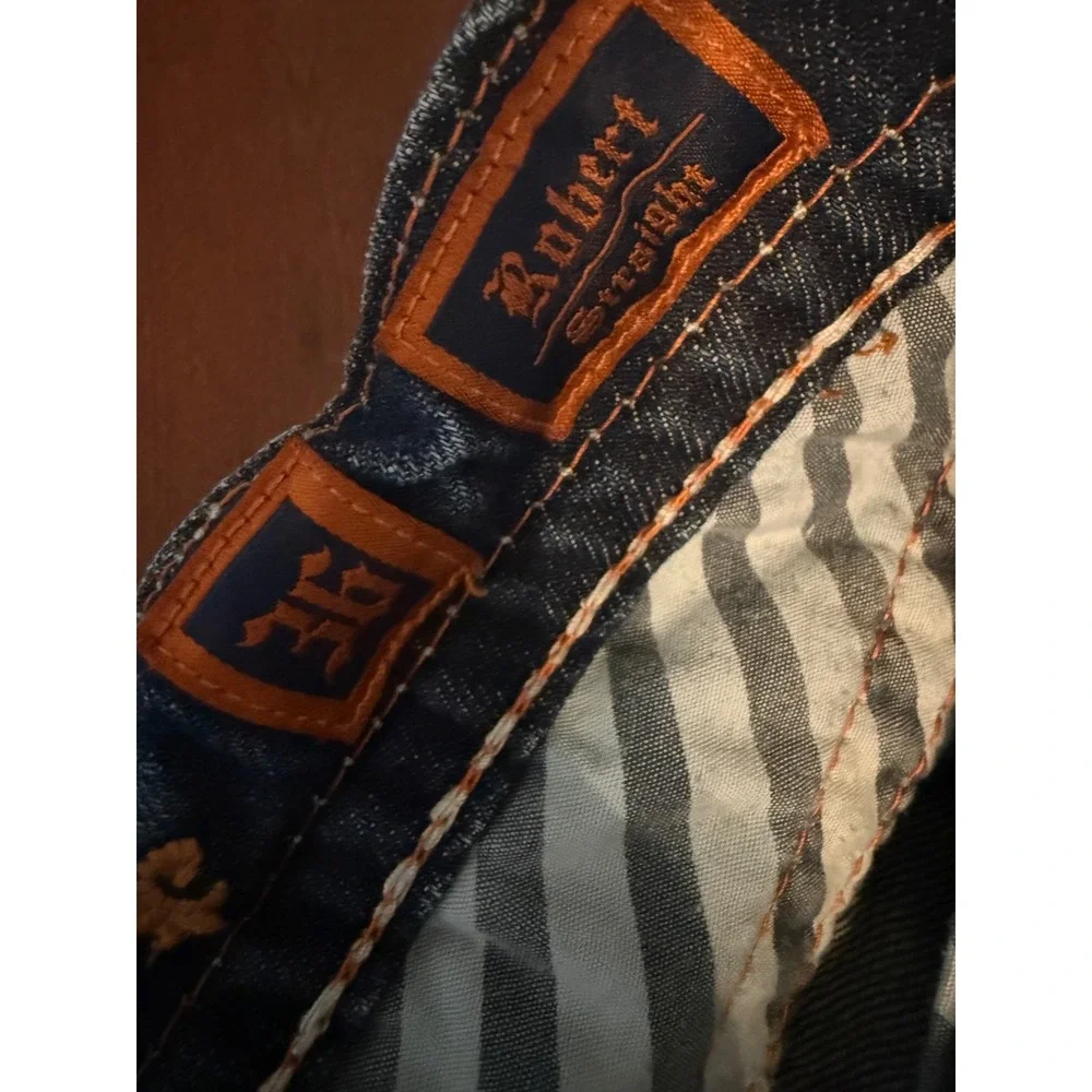 Rock Revival Robert Straight Jeans Sz 36 Blue Cotton Denim Men